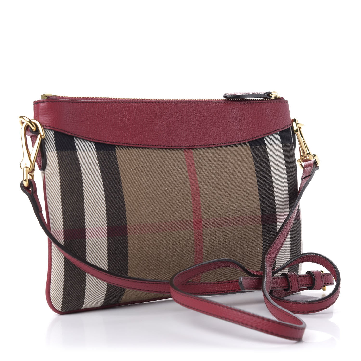 Burberry House Check Derby Peyton Crossbody Clutch Bag Russet Red 3 of 11