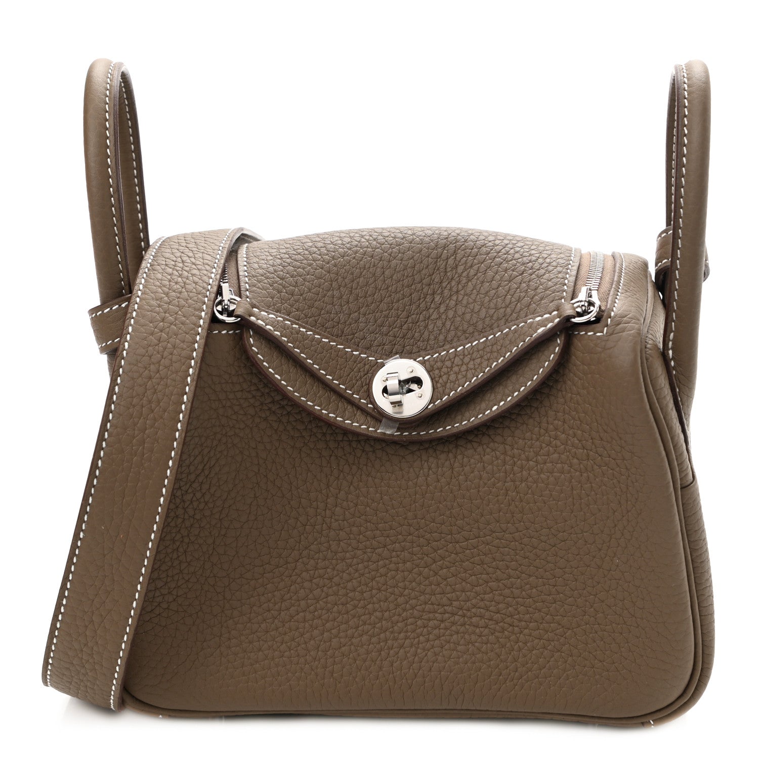 Hermes Taurillon Clemence Mini Lindy 20 Etoupe 2 of 11