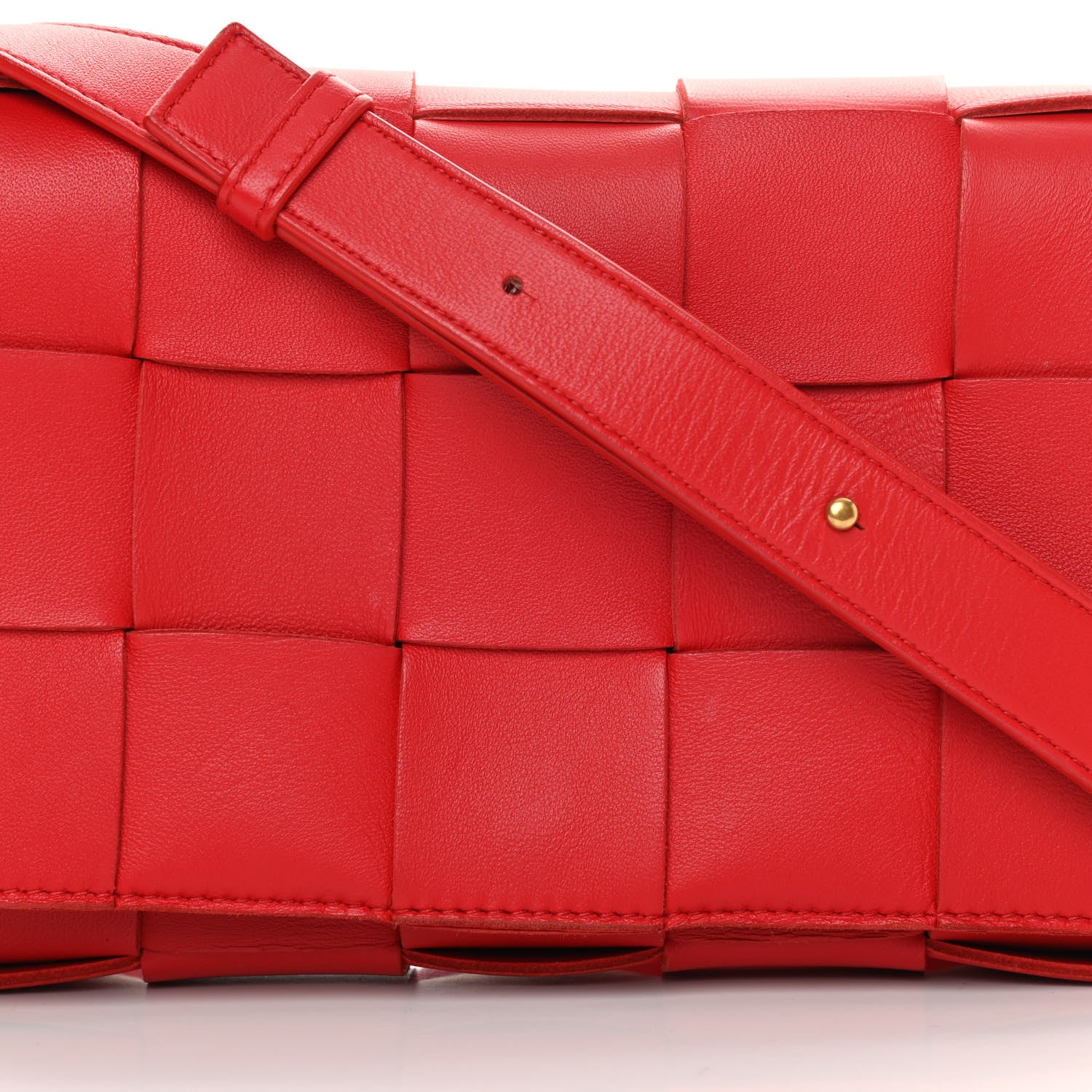 Bottega Veneta Lambskin Maxi Intrecciato Cassette Crossbody Bag Bright Red 8 of 11
