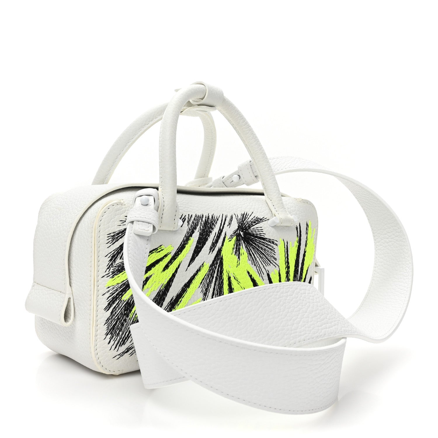 Delvaux Taurillon Soft Embroidered Mini Cool Box Satchel White Multicolor 3 of 12