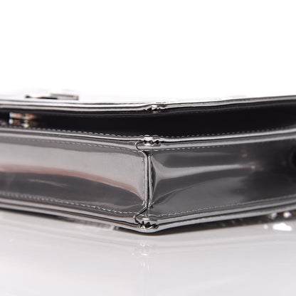 Christian Dior Metallic Patent Micro-Cannage Diorama Wallet on Chain Pouch Silver 8 of 9