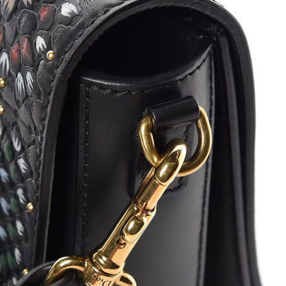 Christian Dior Calfskin Studded Floral Dio(r)evolution Flap Bag Black 12 of 13