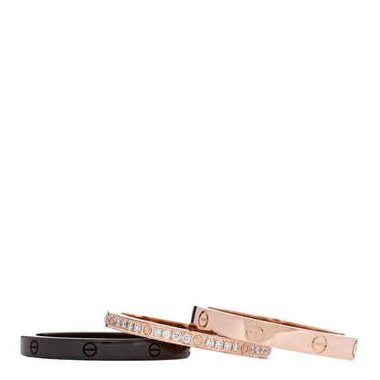 Cartier 18K Pink Gold Diamond Ceramic LOVE Ring Set 57 8 4 of 5