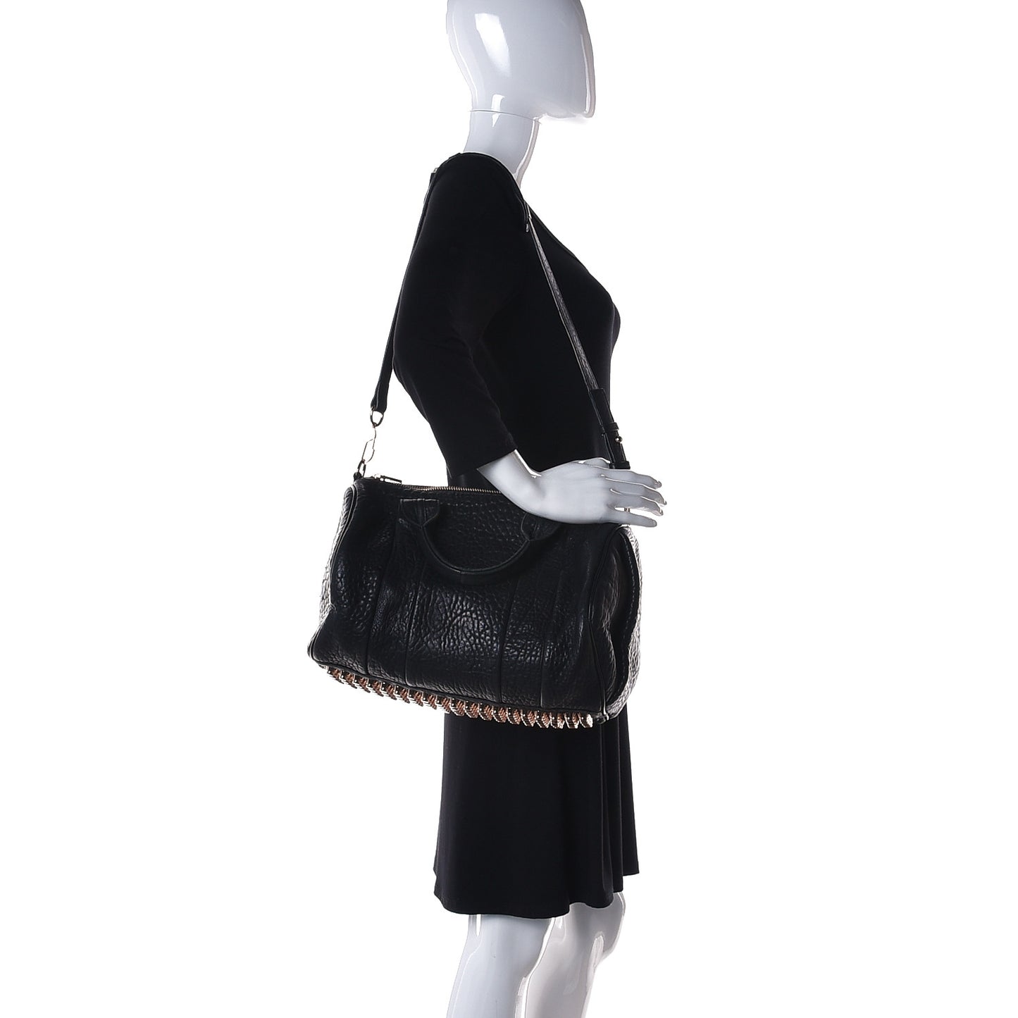 Pebbled Lambskin Rocco Black Rose Gold Hardware