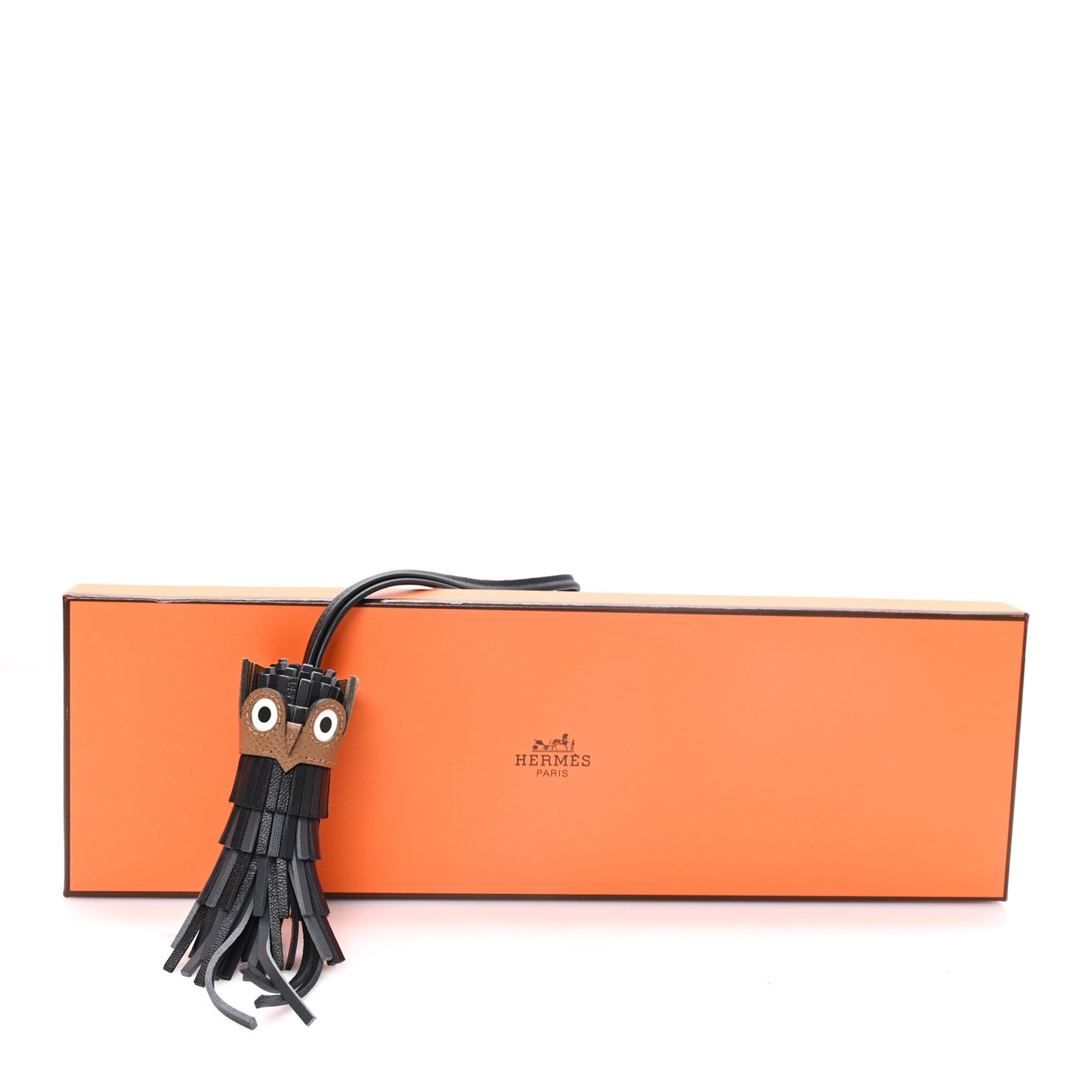 Milo Lambskin Epsom Chouette Bag Charm Black Craie Gris Misty