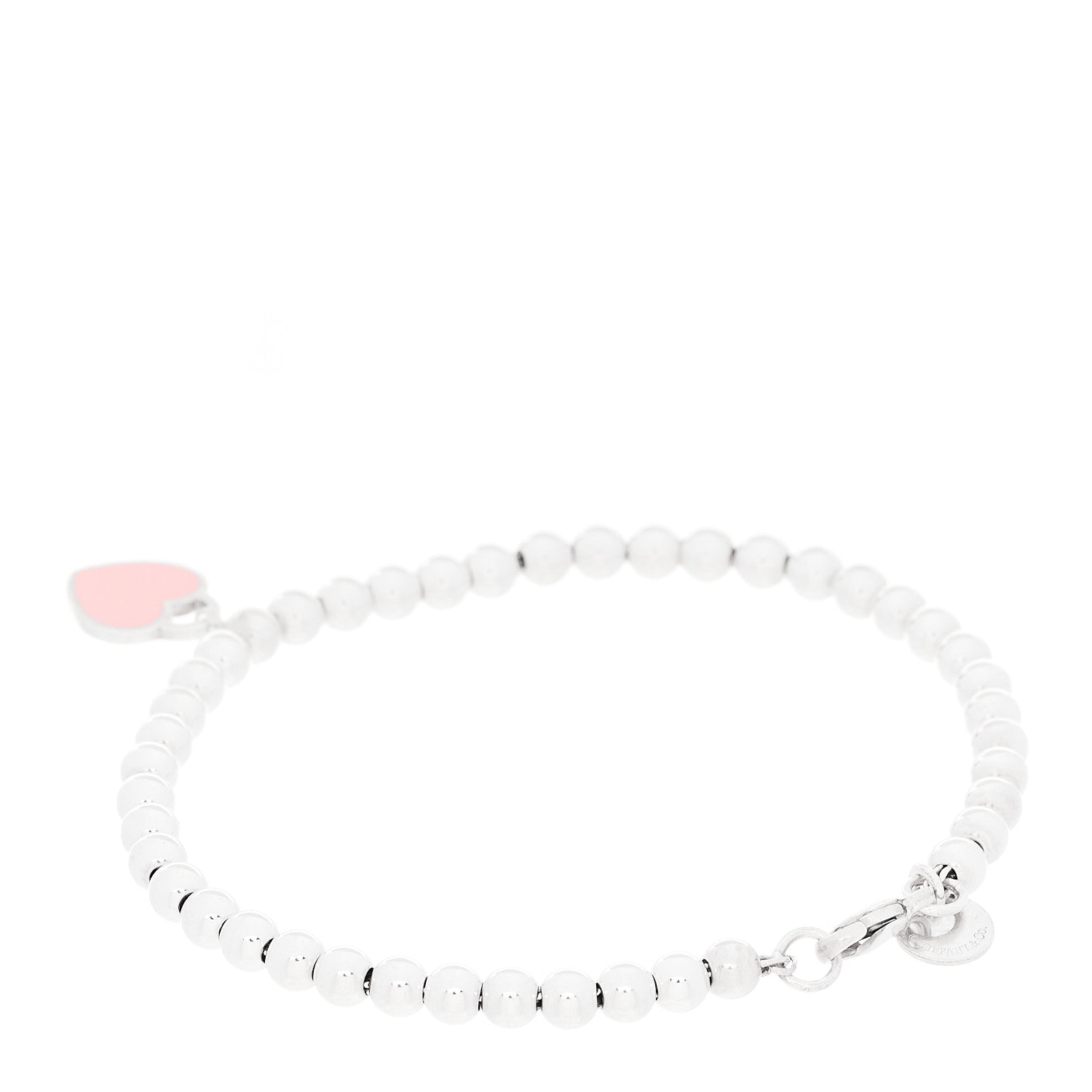 Tiffany Sterling Silver Enamel 4mm Return to Tiffany Heart Tag Bead Bracelet Pink 3 of 5