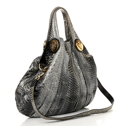 Gucci Snakeskin Medium Hysteria Top Handle Bag Black White 3 of 14