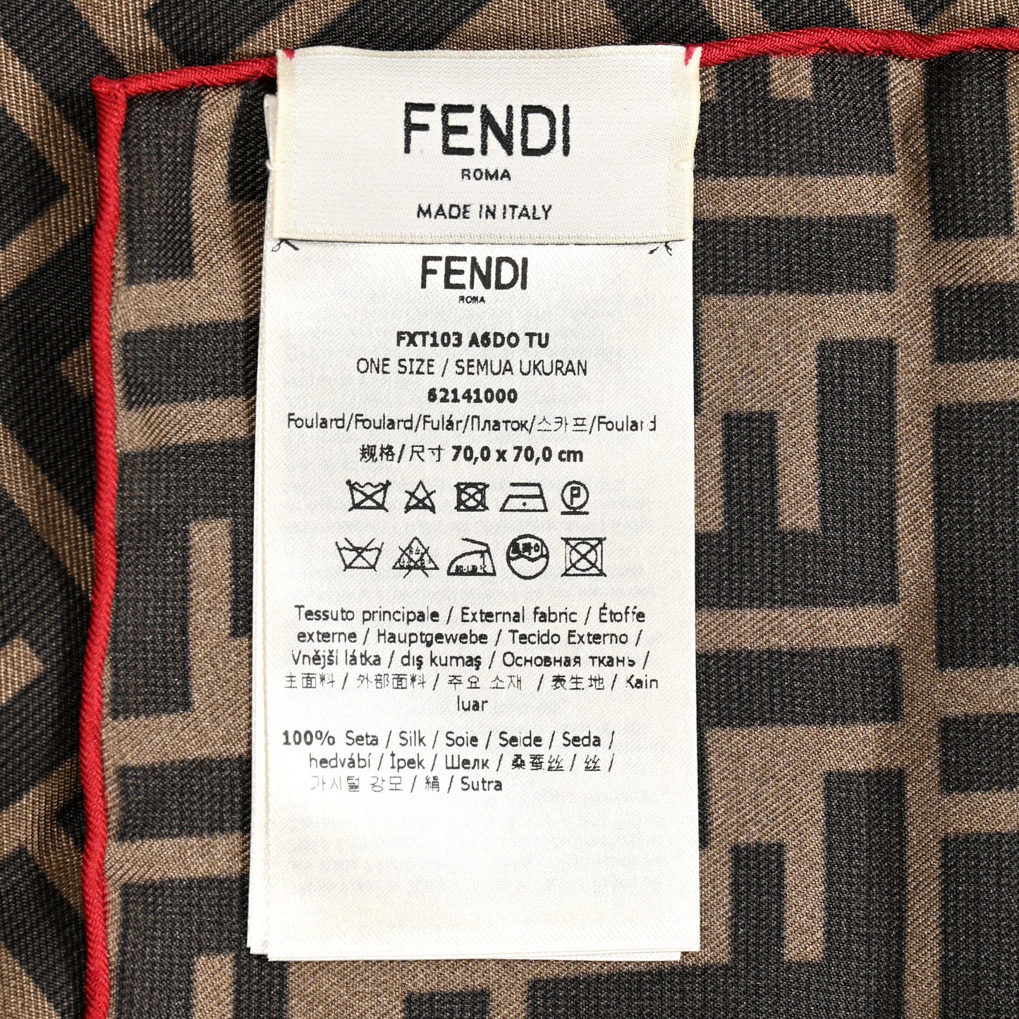 Silk FF Scarf Brown Black Red