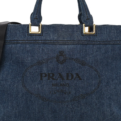 Prada Denim Large Logo Shopping Tote 8 of 11