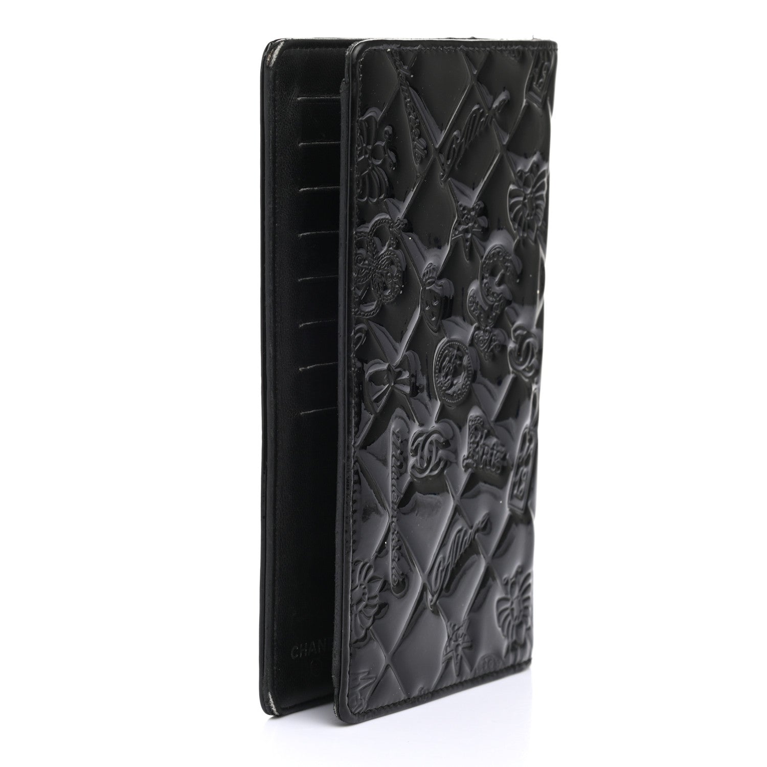 Chanel Patent Calfskin Lucky Symbols Yen Wallet Black 3 of 12