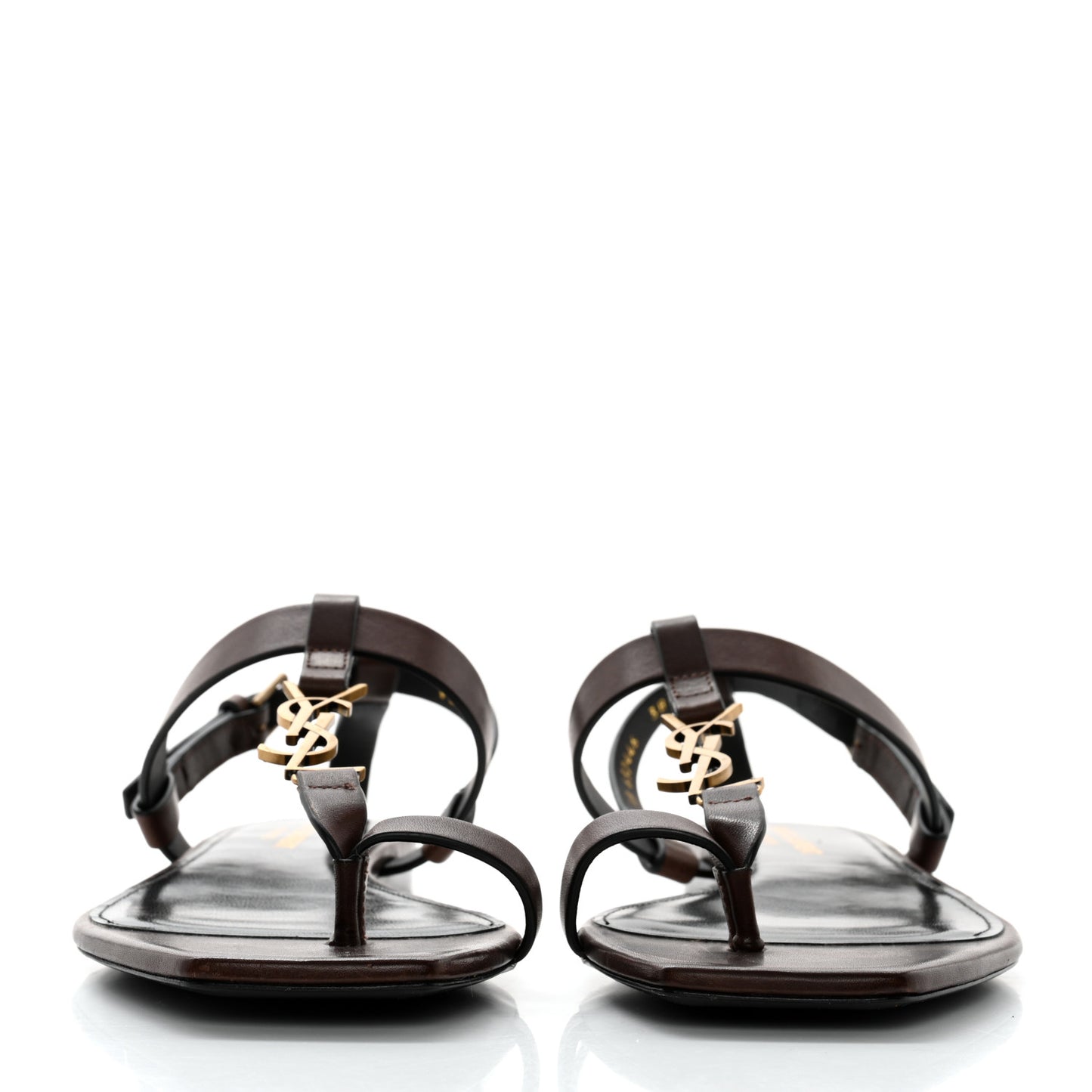 Calfskin Cassandra Monogram Sandals 38 Brown