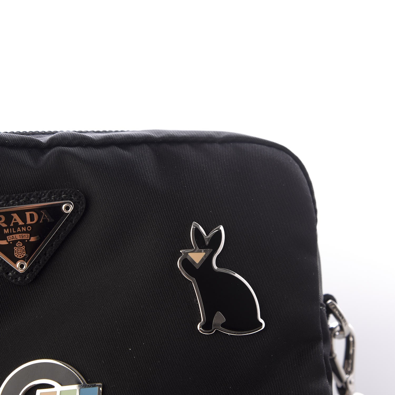 Prada Tessuto Nylon Saffiano Smalto Wristlet Black 7 of 7