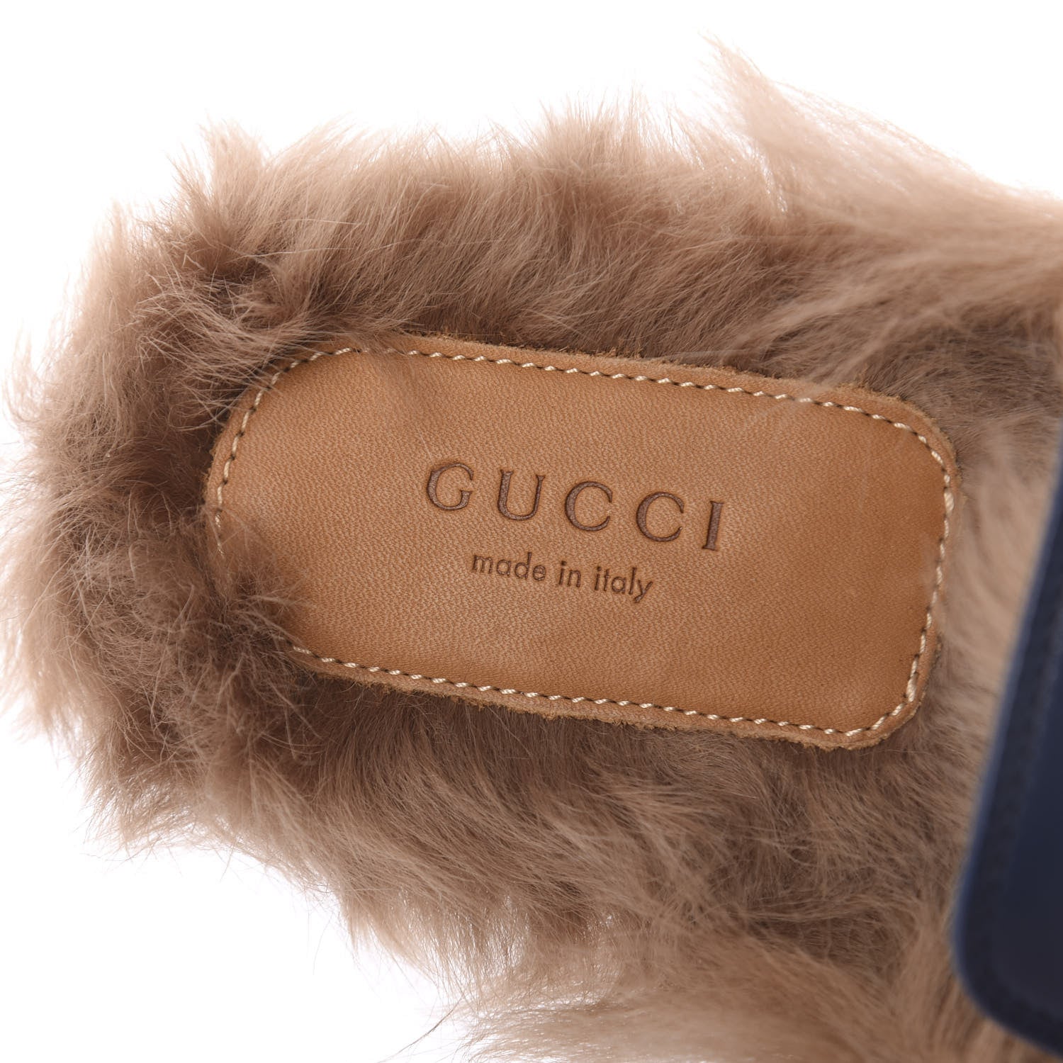 Gucci Malaga Kid Fur Womens Princetown Slippers 37 Blue Agata 7 of 8