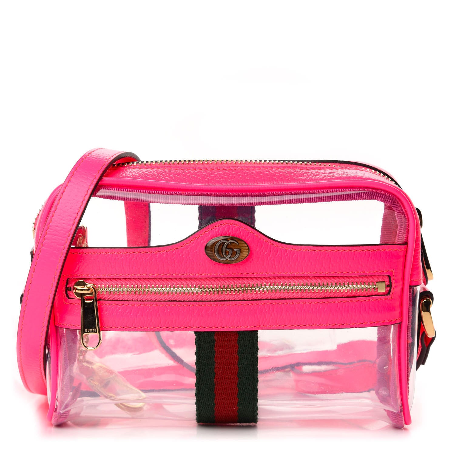 Gucci Vinyl Web Mini Ophidia Transparent Shoulder Bag Fluorescent Fuchsia 1 of 10