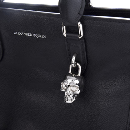 Alexander McQueen Pebbled Calfskin Small Skull Padlock Zip Around Tote Black 10 of 10