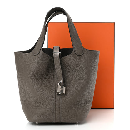 Hermes Taurillon Clemence Picotin Lock 18 PM Etain 11 of 11