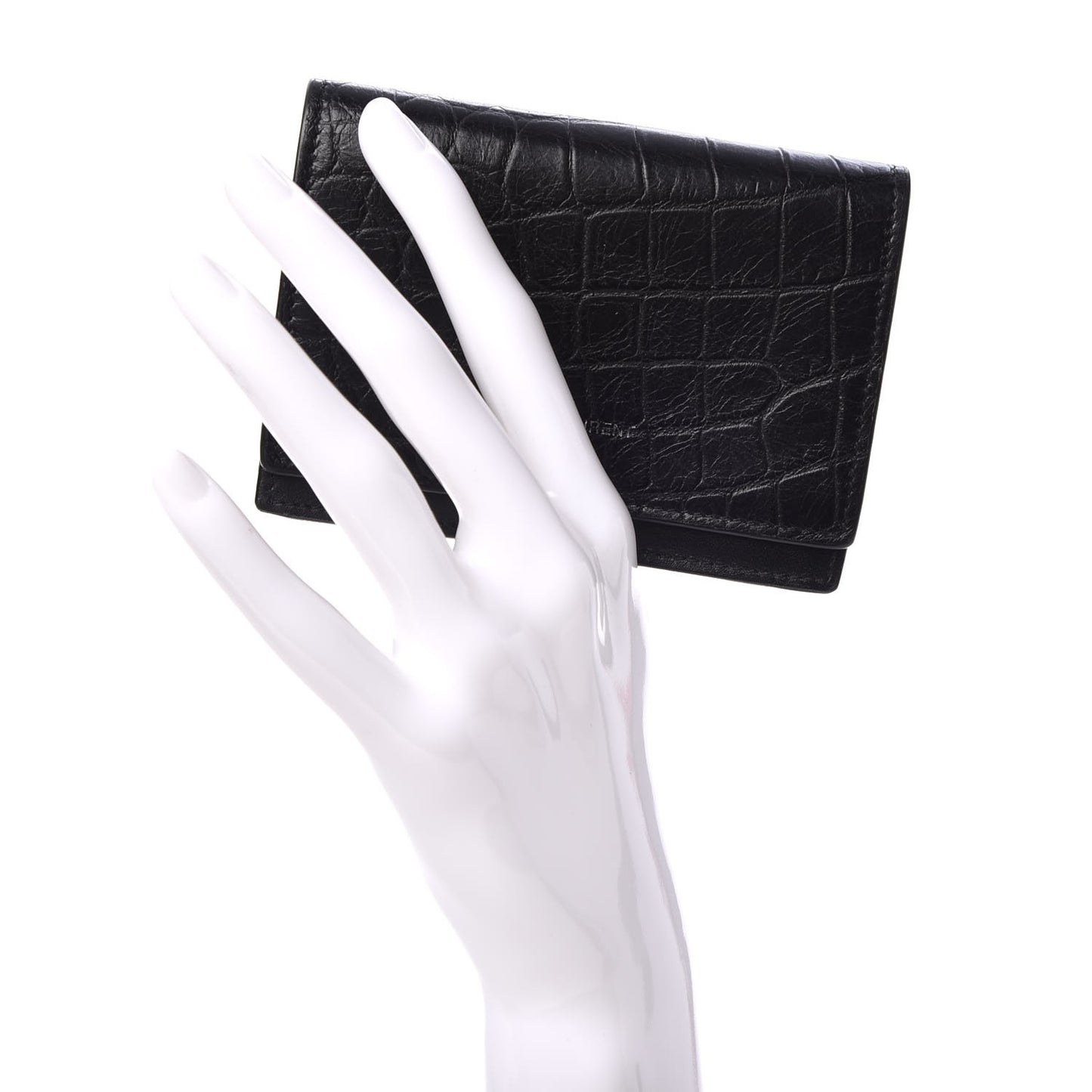Calfskin Crocodile Embossed Business Card Case Black
