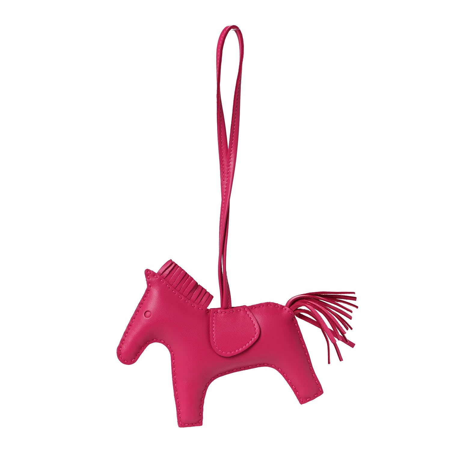 Hermes Milo Lambskin Grigri Rodeo Horse Bag Charm MM Rose Mexico 1 of 3