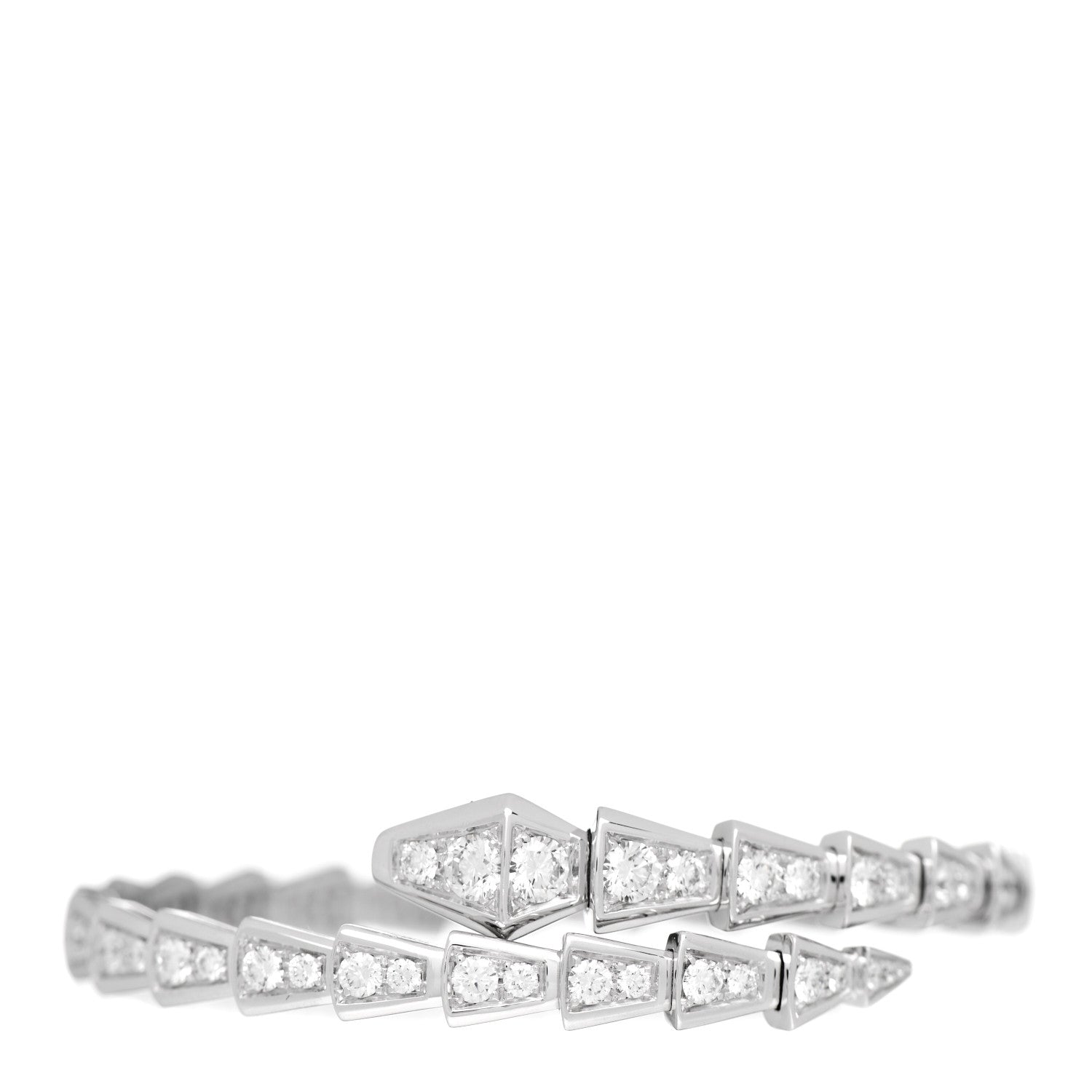 Bulgari 18K White Gold Diamond Serpenti Viper Pave Bracelet S 1 of 5