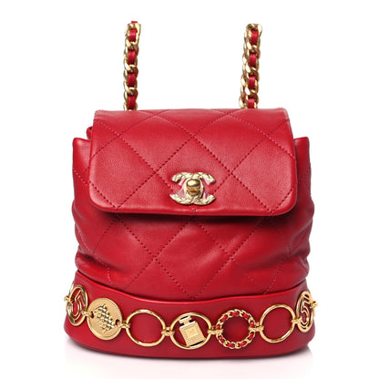 Chanel Calfskin Quilted Small Charms Backpack Red 1 of 9