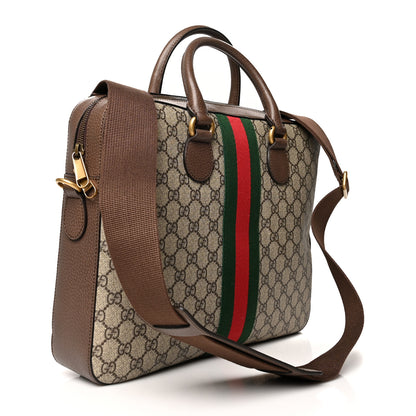 Gucci GG Supreme Monogram Textured Calfskin Web Medium Ophidia Briefcase Beige Ebony New Acero 3 of 11
