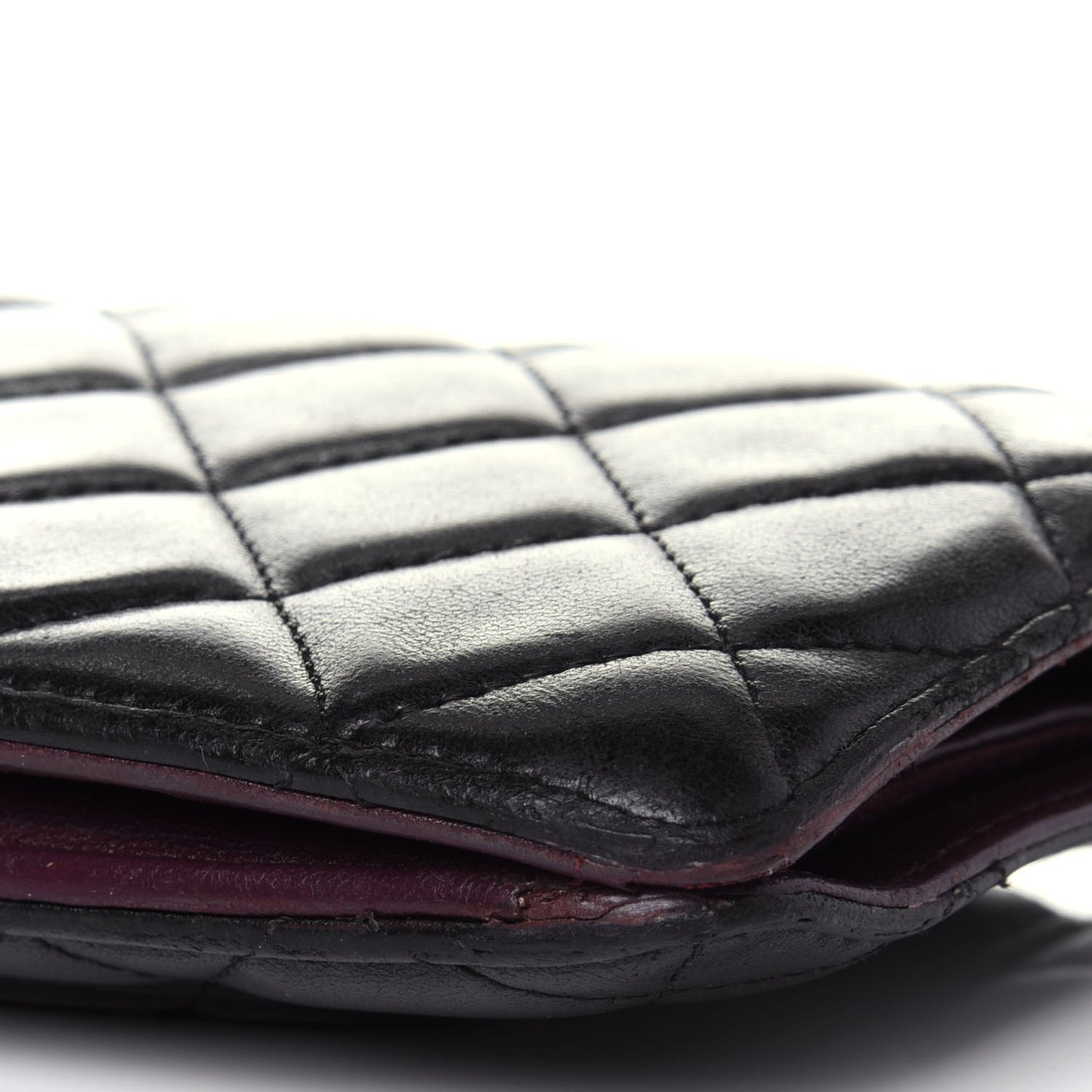 Lambskin Quilted Yen Wallet Black