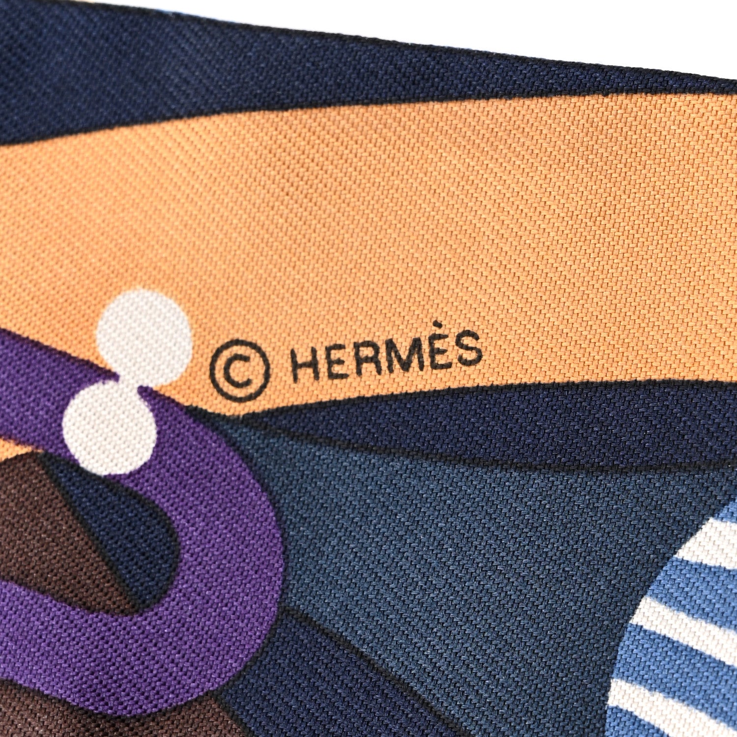 Hermes Silk Parade En Fanfare Twilly Ajaccio Ardoise Bleu Jean 3 of 4