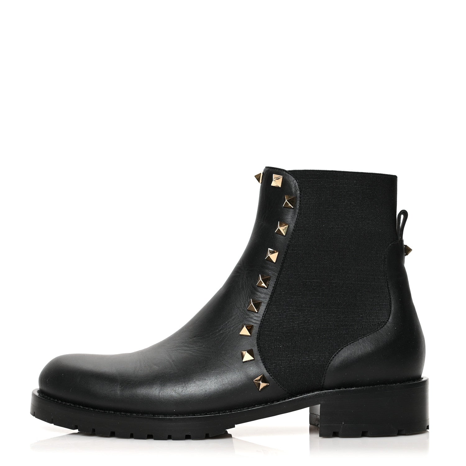 Valentino Garavani Calfskin Rockstud Beatle Chelsea 20mm Ankle Boots 37 Black 1 of 11