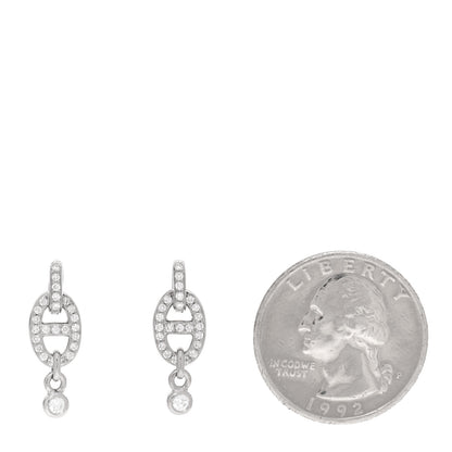 Hermes 18K White Gold Diamond PM Chaine D'Ancre Enchainee Earrings 2 of 6