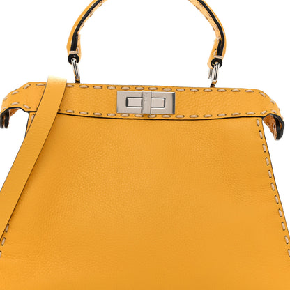Fendi Vitello Granato Camoscio Selleria Macro Stitchings Medium Peekaboo I SEE U Satchel Mimosa 8 of 10