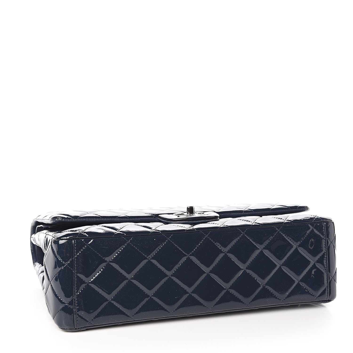 Chanel Patent Quilted Maxi Double Flap Navy Blue 4 of 11