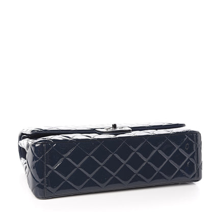 Chanel Patent Quilted Maxi Double Flap Navy Blue 4 of 11