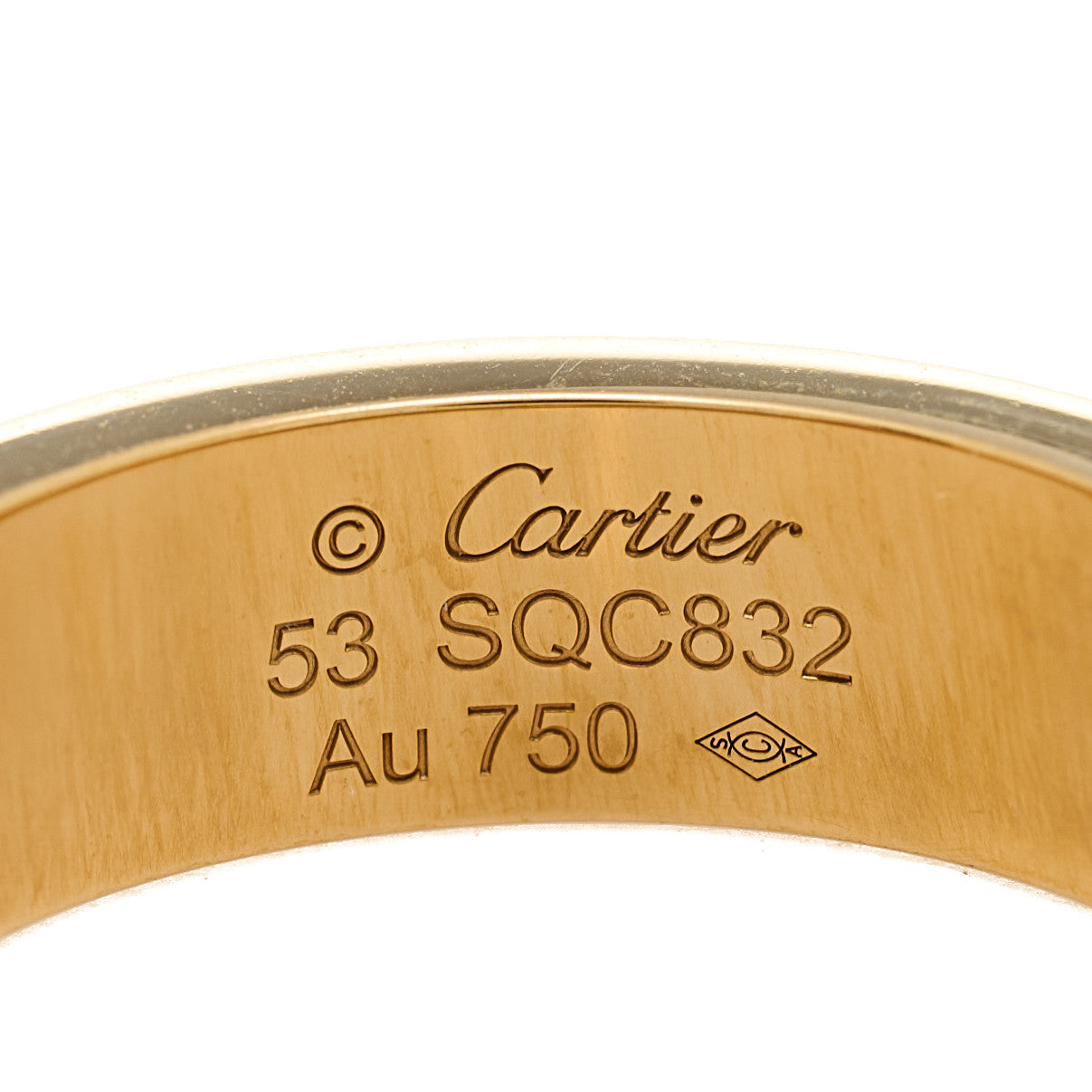 Cartier 18K Yellow Gold 3 Diamond 5.5mm LOVE Ring 53 6.5 4 of 4