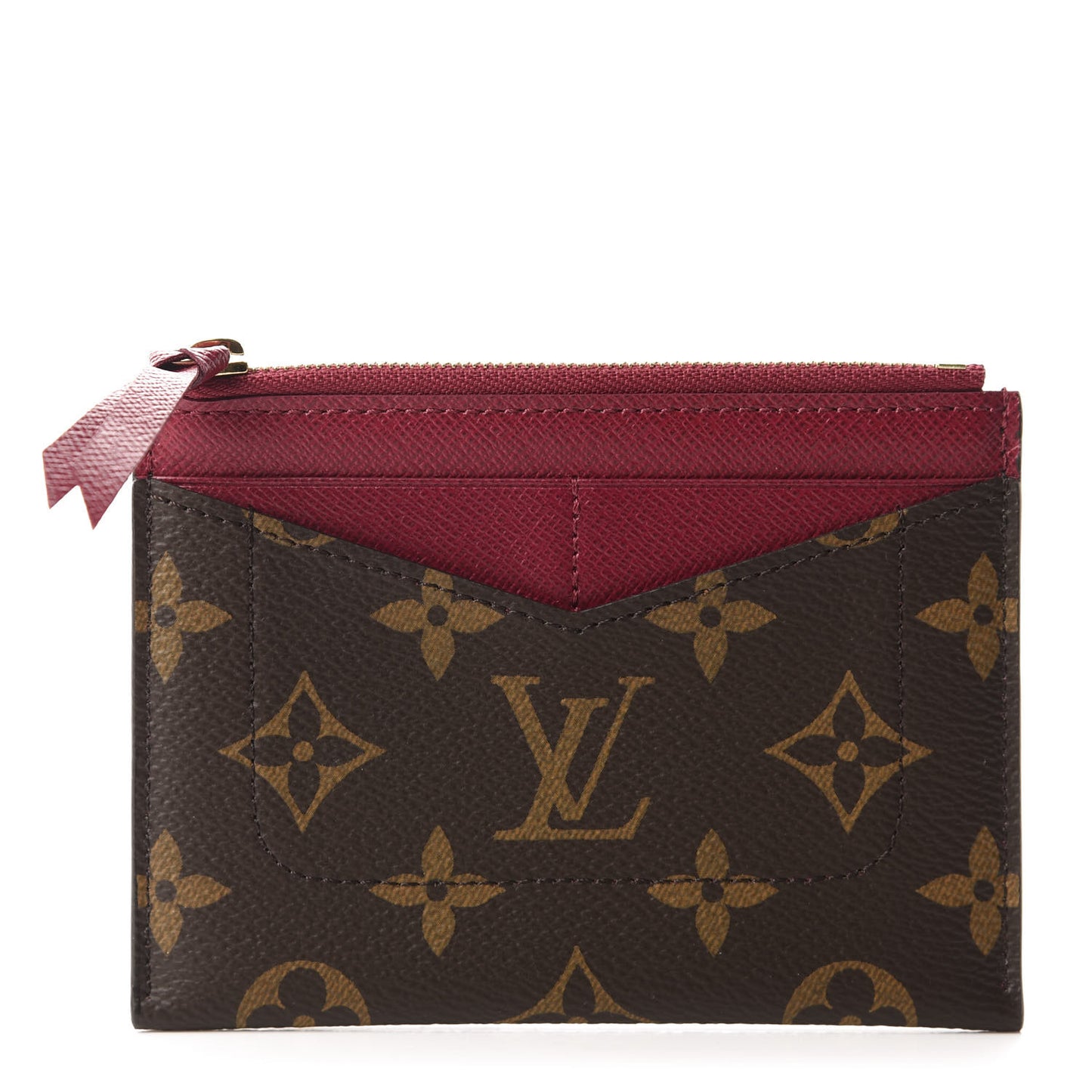 Monogram Zipped Card Holder Fuchsia