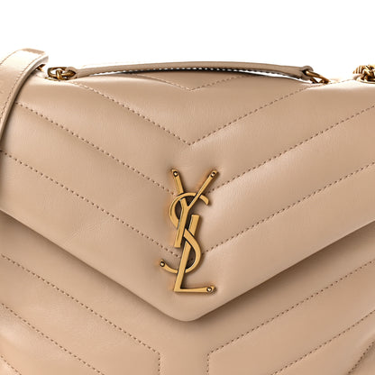 Saint Laurent Calfskin Y Quilted Monogram Small Loulou Chain Satchel Taupe 8 of 10