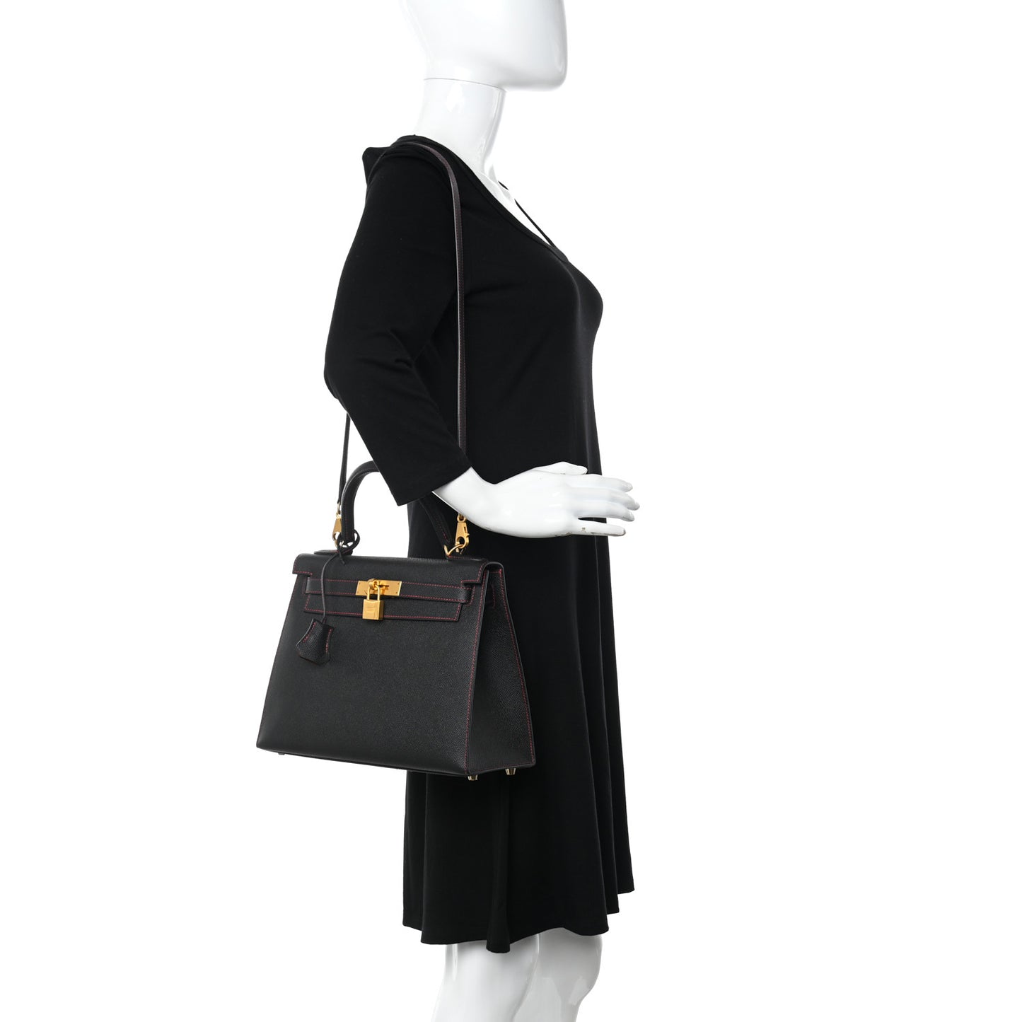 Epsom Horseshoe Kelly Sellier 28 Black Rouge Grenat