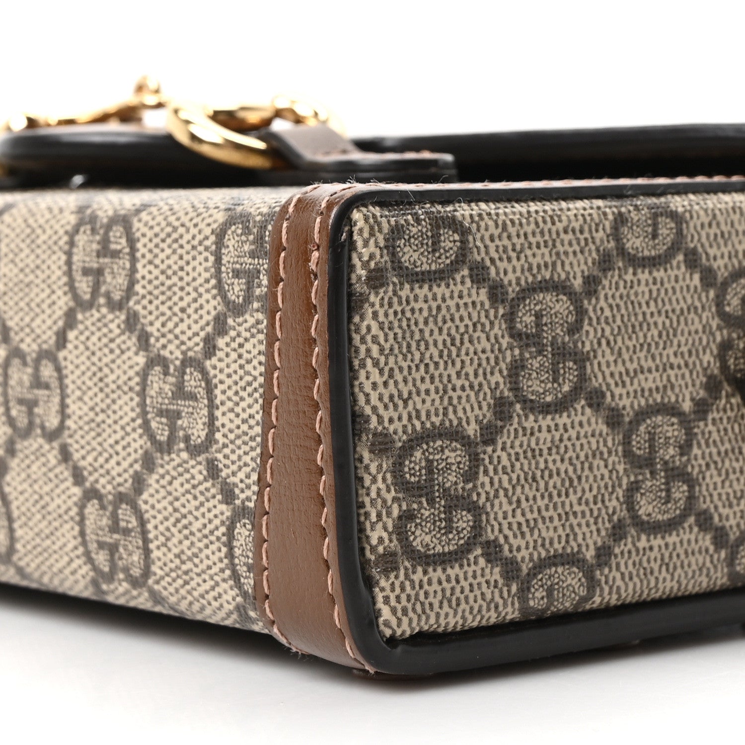 Gucci GG Supreme Monogram Mini Horsebit 1955 Shoulder Bag  Beige Brown Sugar 9 of 9