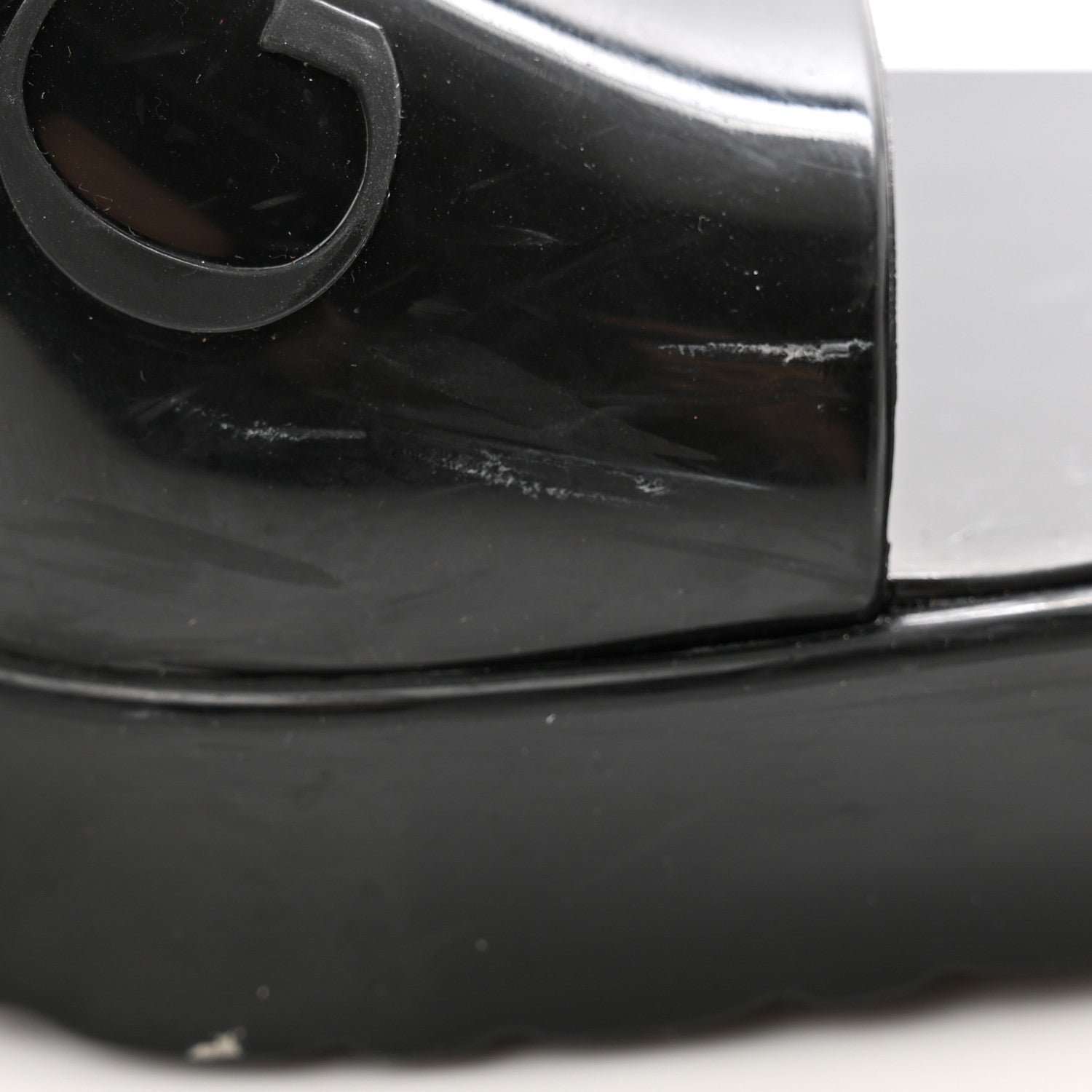 Gucci Rubber Gucci Logo Womens Platform 20/60mm Slide Sandals 38 Black 12 of 13