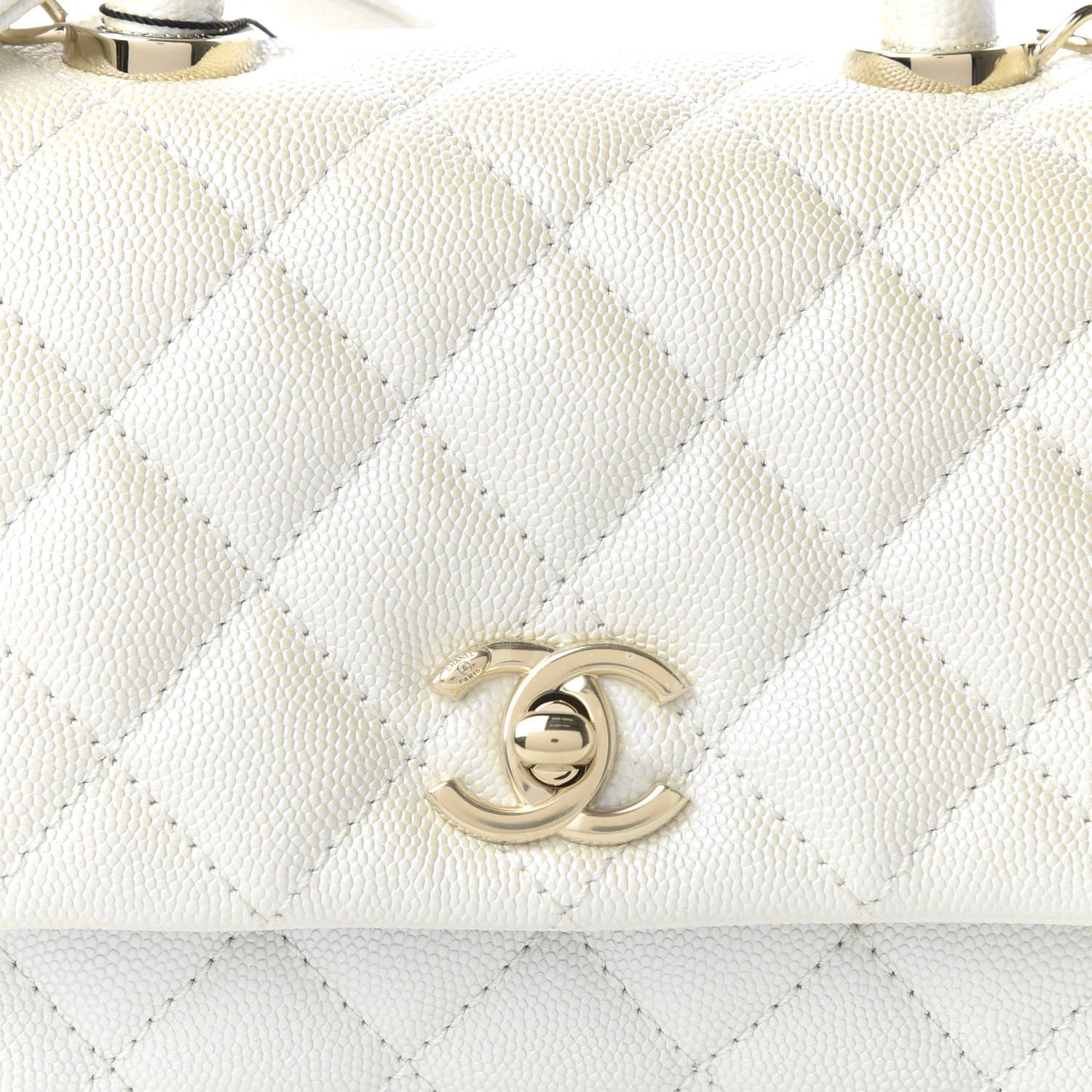Chanel Iridescent Caviar Quilted Extra Mini Coco Handle Flap Ivory 10 of 11