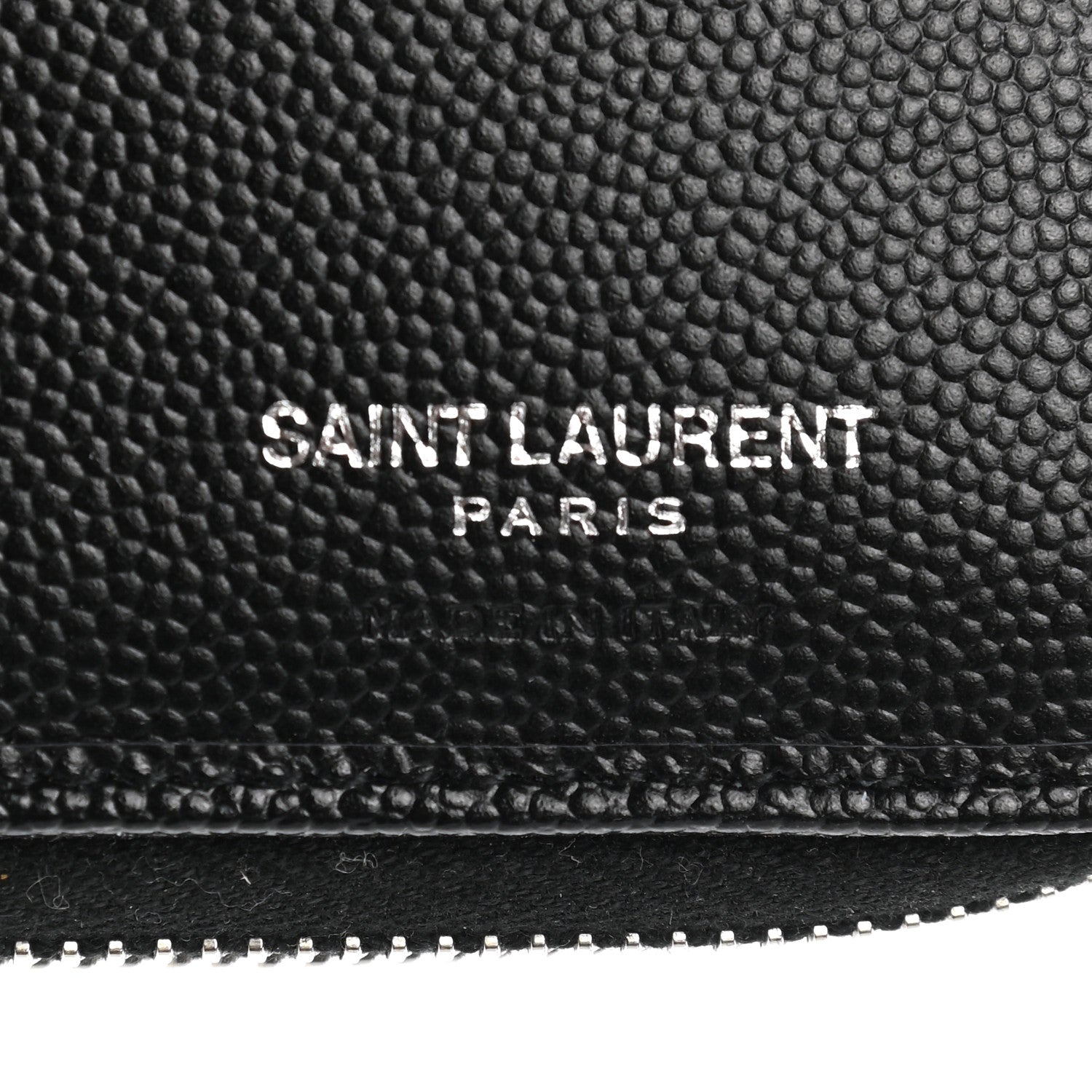 Saint Laurent Grain De Poudre Matelasse Chevron Monogram Compact Zip Around Wallet Black 6 of 9