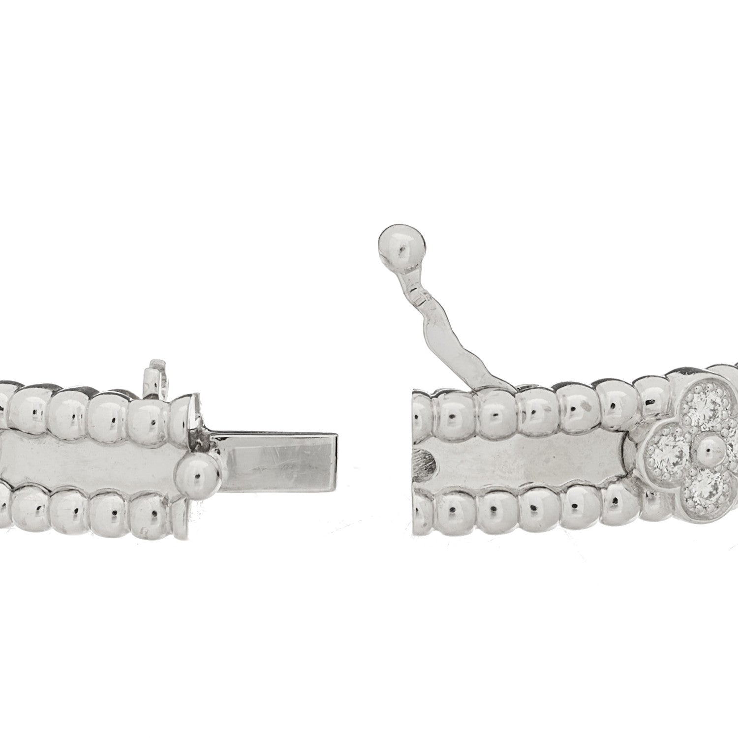 Van Cleef & Arpels 18K White Gold Diamond Perlee Sweet Clovers Bracelet M 4 of 4