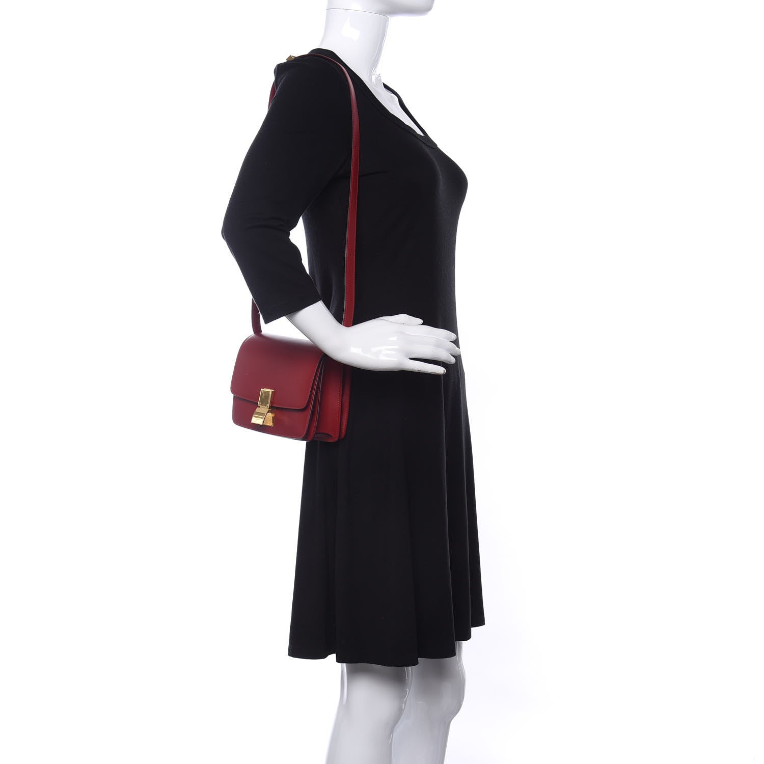 Celine Smooth Calfskin Small Classic Box Flap Bag Red 2 of 11