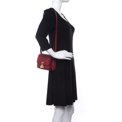 Celine Smooth Calfskin Small Classic Box Flap Bag Red 2 of 11