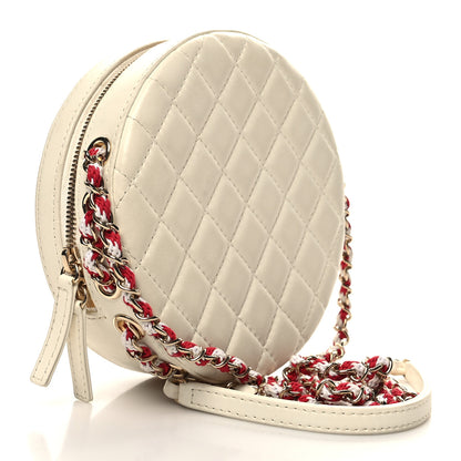 Chanel Lambskin Coco Lifesaver Round Bag Red White 3 of 13