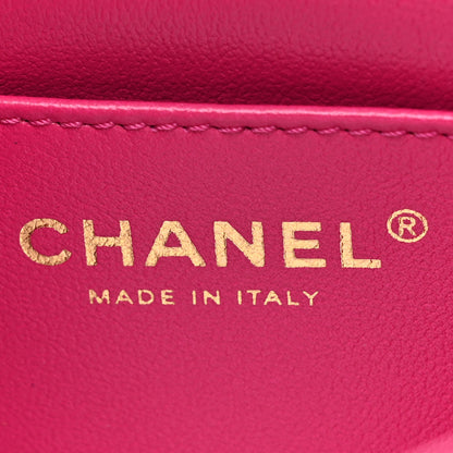 Chanel Lambskin Quilted Mini Crystal Top Handle Rectangular Flap Dark Pink 6 of 12