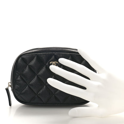Chanel Caviar Quilted Small Curvy Pouch Cosmetic Case Black 2 of 10