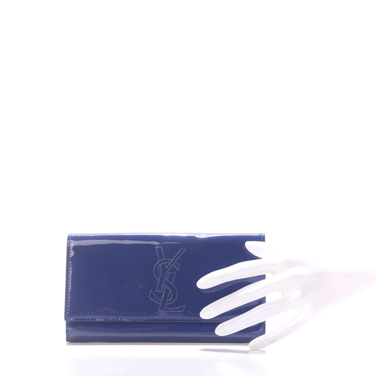 Saint Laurent Patent Belle De Jour Flap Wallet Blue 2 of 11