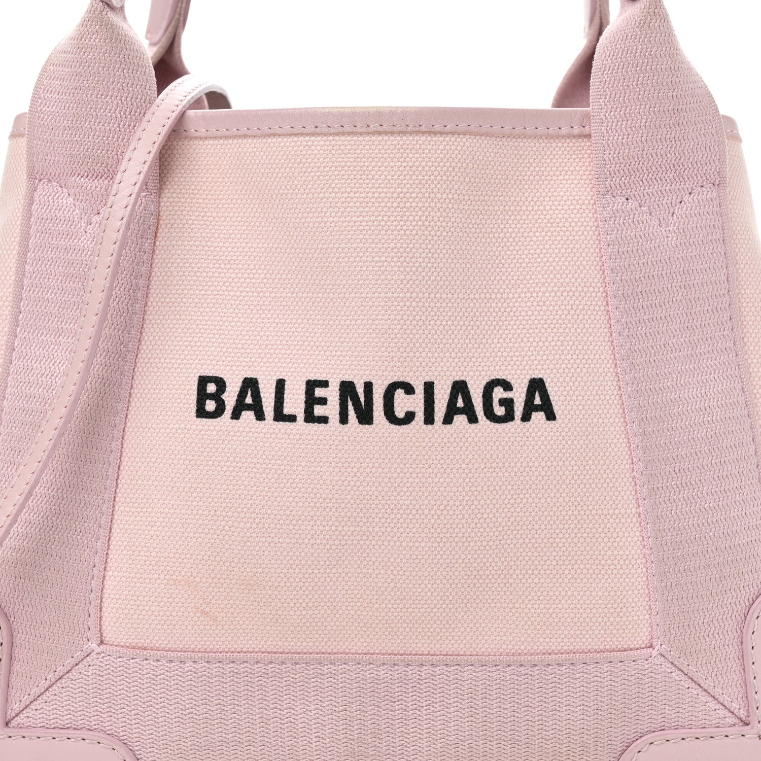 Balenciaga Cotton Canvas Satin Calfskin Navy Cabas XS Pink 9 of 14