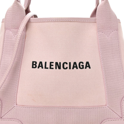 Balenciaga Cotton Canvas Satin Calfskin Navy Cabas XS Pink 9 of 14