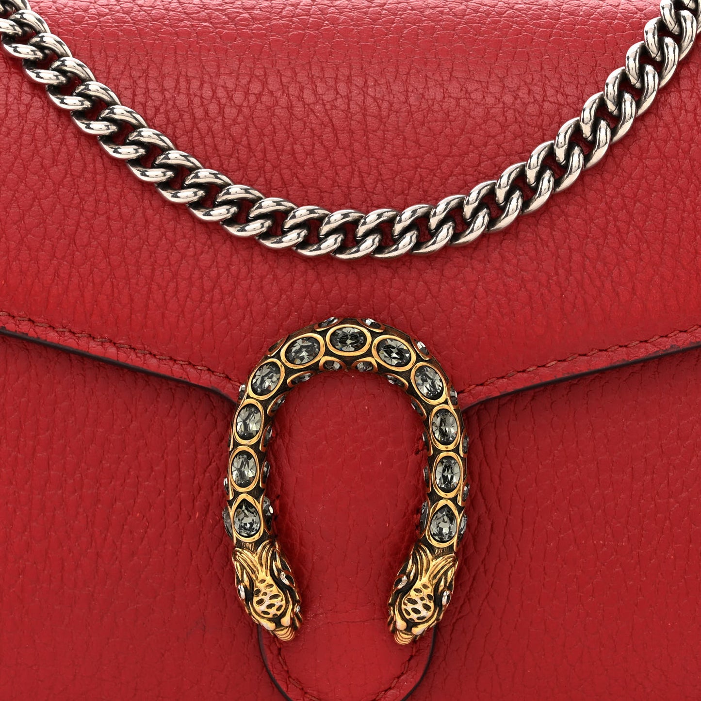 Calfskin Mini Dionysus Chain Wallet Hibiscus Red